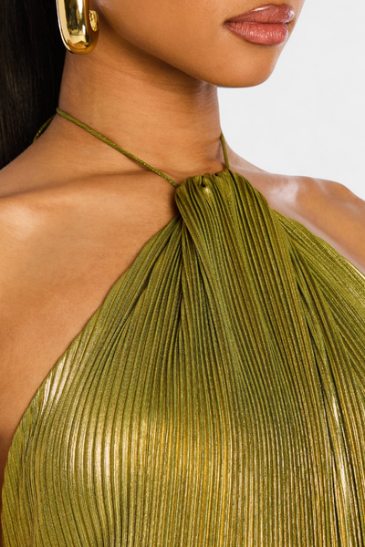 Lorette | Metallic Open Back Dress