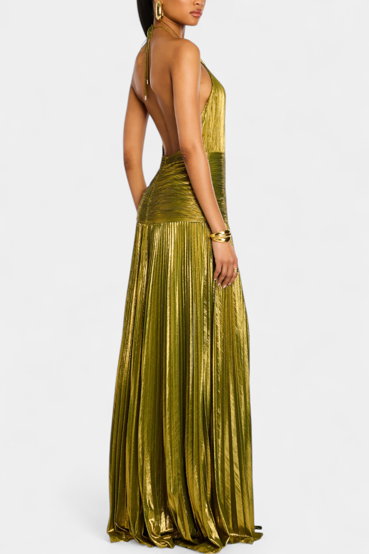 Lorette | Metallic Open Back Dress