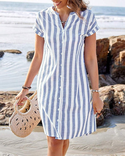 Elegant Striped Shirt Dress
